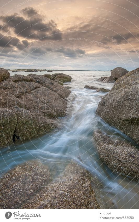 Plouescat Environment Nature Landscape Air Water Sky Clouds Horizon Sun Sunrise Sunset Sunlight Autumn Climate Climate change Beautiful weather Wind Rock Waves