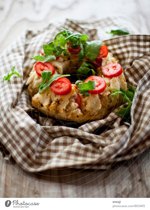 pizza bread Dough Baked goods Bread Roll Cake Nutrition Lunch Buffet Brunch Picnic Vegetarian diet Fresh Healthy Delicious Colour photo Interior shot Deserted