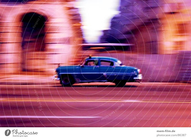 havana racing Communism Cuba Havana Vintage car Past Empty Forget El Malecón Night Motion blur Long exposure Brake light Floodlight Socialism Evening Sunset