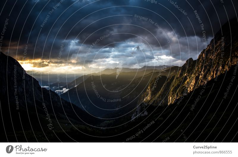 mountain world Nature Elements Sky Storm clouds Summer Weather Bad weather Rock Mountain Peak Esthetic Threat Dark Moody Life Purity Timidity Berchtesgaden