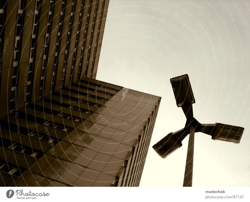 Ready for takeoff House (Residential Structure) High-rise Building Block Concrete Story Gloomy Ghetto Hideous Large Sky Bad weather Architecture Weather