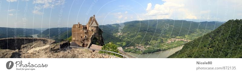 castle+danube+view Castle Ruin Old Vantage point Danube River Vacation & Travel Austria Wachau Blue sky Beautiful weather Historic valley view Colour photo