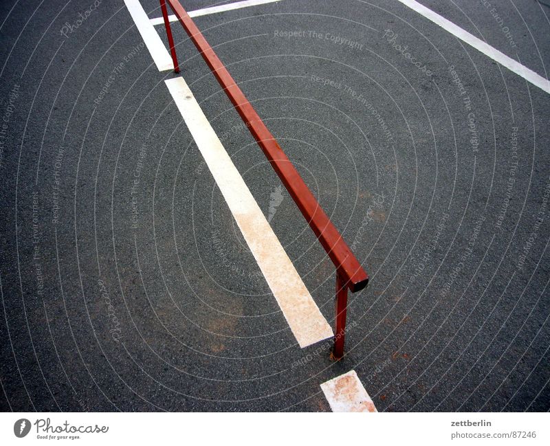 Option 3 Prop Construction Parking lot Border Metal construction Asphalt Tar Surface Abstract Contentment Rod Edge Fence Limit Parking area Pavement Dark