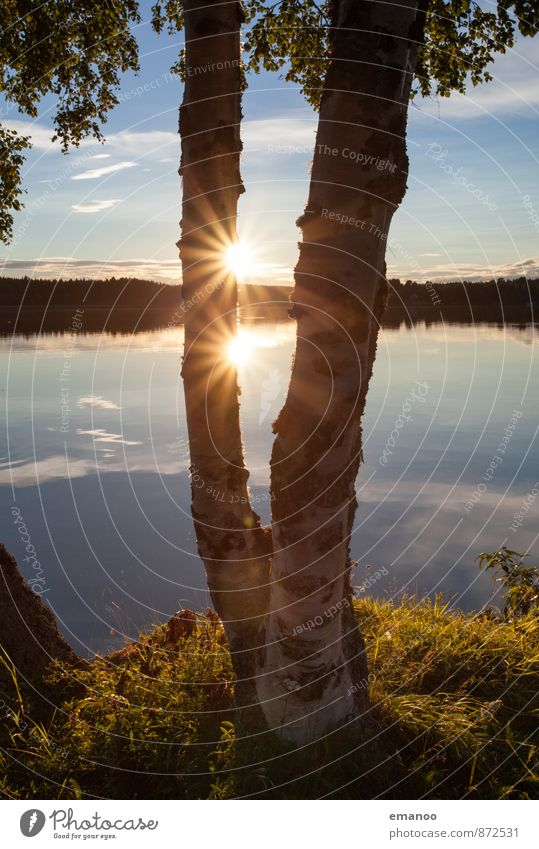 the double sun in Sweden Well-being Relaxation Calm Vacation & Travel Tourism Far-off places Freedom Summer Hiking Nature Landscape Water Sky Sun Weather