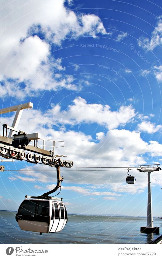 Next exit: HIMMEL Ocean Portugal Cable car Clouds Landmark Monument Water EXPO 1998 Sky Gondola Clouds in the sky World exposition Attraction Destination