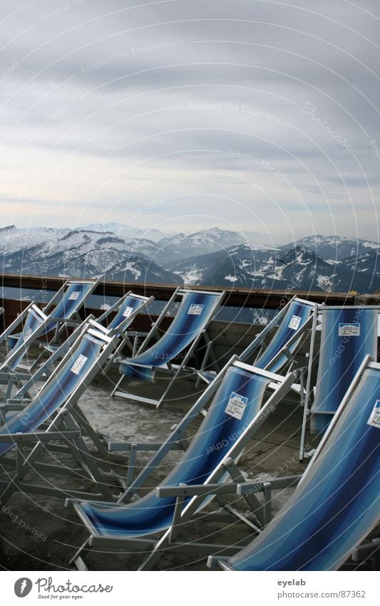 Raised seating group Tanned Deckchair Vantage point Nebelhorn Tea with schnaps Building Railing Platform Peak Restaurant Allgäu Vacation & Travel