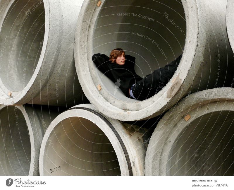 Chilling out Vaulting Relaxation Halfpipe Round Gloomy Rest Calm Break Concrete Joy chilling pipes Lie lying Boredom bored boring Wait waiting silence