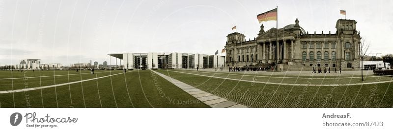 ...if I were King of Germany... Federal Chancellery Government Seat of government Berlin zoo Flag Wait Meadow Reform Federal Chancellor Historic Panorama (View)