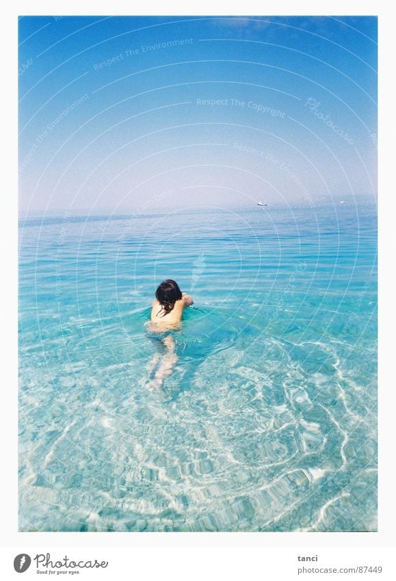 Early in the morning Ocean Woman Wet Summer Croatia Lomography Water Sky Back Mediterranean sea aqueous water loving warm season keep afloat