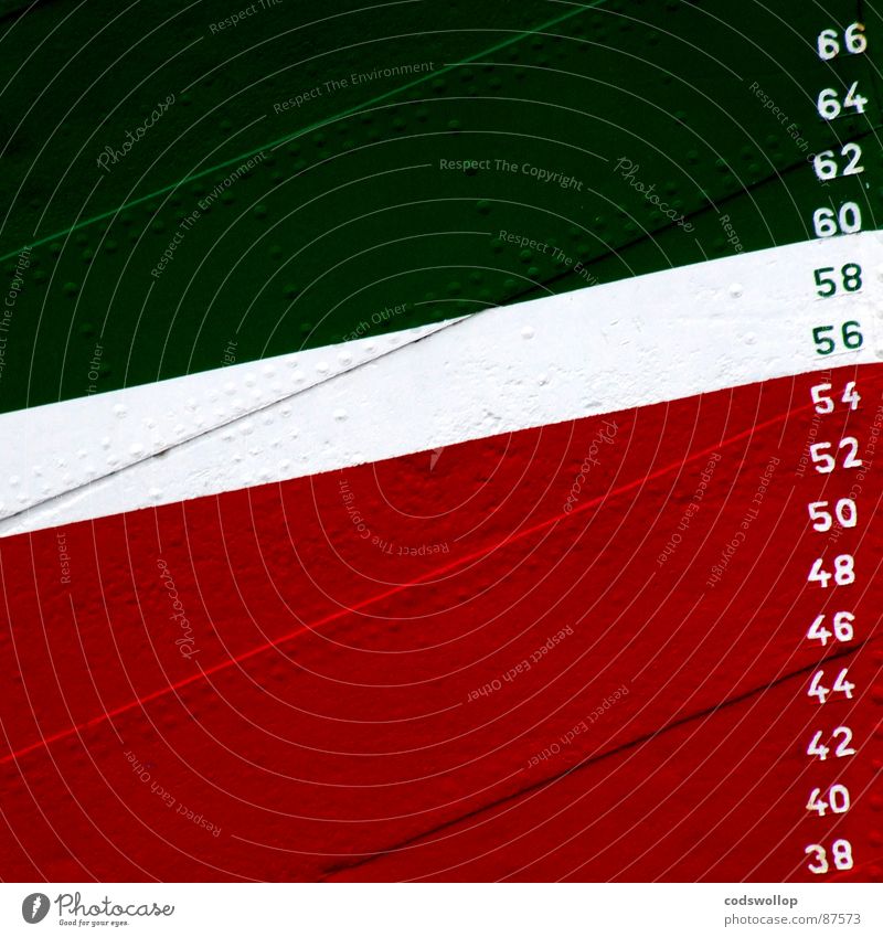 38/66 Steel plate Red Green Digits and numbers Diagonal Historic Harbour sheet steel hull hot rivet boat skin hot-rivet white measure