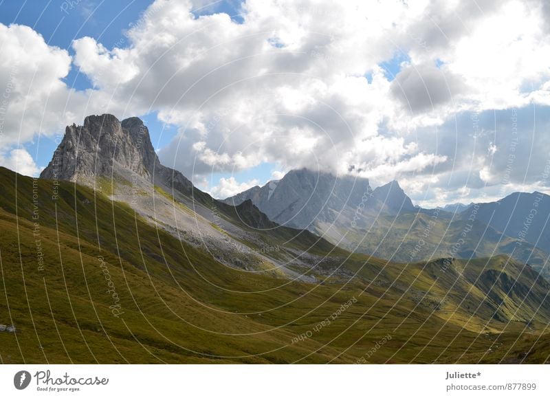 beautiful Switzerland Nature Landscape Earth Sky Clouds Summer Autumn Weather Beautiful weather Grass Meadow Rock Alps Mountain Adventure Happy Hope Horizon