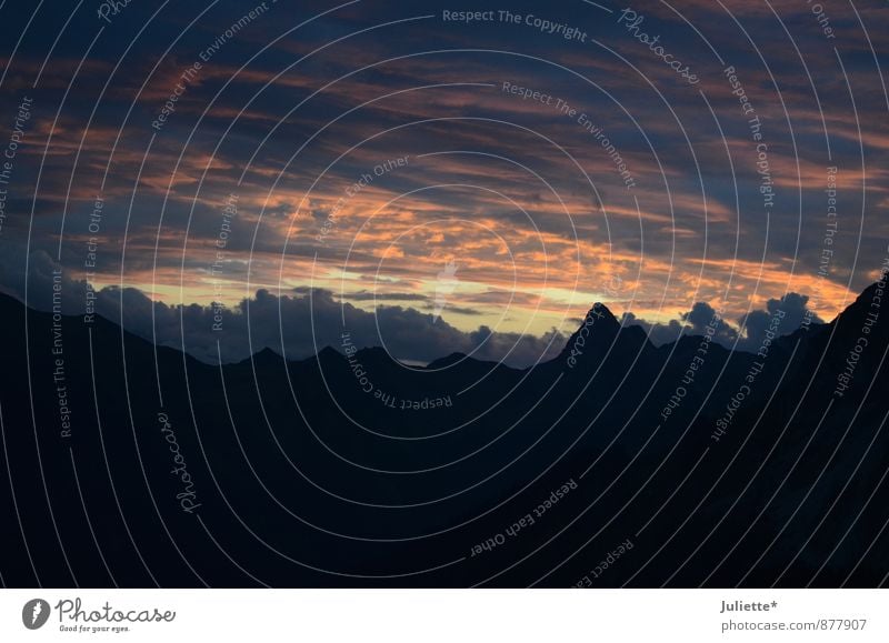 Dusk in the mountains Nature Landscape Sky Clouds Night sky Beautiful weather Mountain schesaplana Switzerland Peak Deserted Adventure Joie de vivre (Vitality)