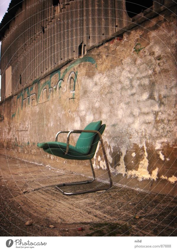 abandoned designer II Bum around Putrefy Designer Cantilever chair Furniture Green Freight station No admittance Harmful Loneliness Cozy Decompose Derelict