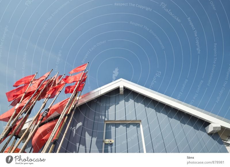 // Fishing hut Fishery Fishermans hut Sky Cloudless sky Summer Beautiful weather Coast Baltic Sea Village House (Residential Structure) Hut Facade Door Roof