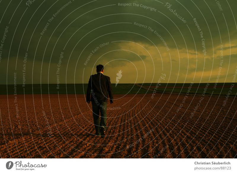 leaving Going Field Meadow Horizon Sunset Man Clean cleanly Sky Loneliness Shadow christian