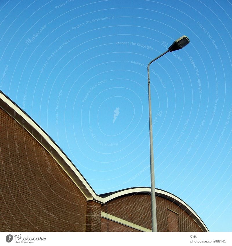 streetlight with building Street lighting Light Minimal Derelict blue brown contrast minimalistic nihil emty space effect