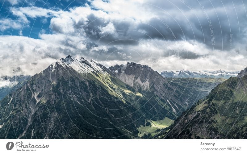 Weather is growing... Vacation & Travel Tourism Trip Mountain Hiking Nature Landscape Plant Sky Clouds Summer Alps Walmendinger Horn Allgäu Alps Peak