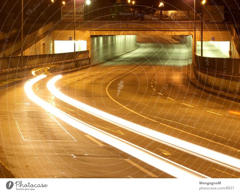 lane change Tunnel Night Light Speed Traffic lane Long exposure Bridge Street