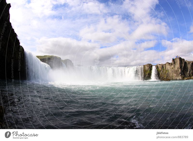 ICELAND / Goðafoss Environment Nature Landscape Plant Elements Water Clouds Waves River bank Island Iceland Waterfall Godafoss Success Cold Maritime Wanderlust