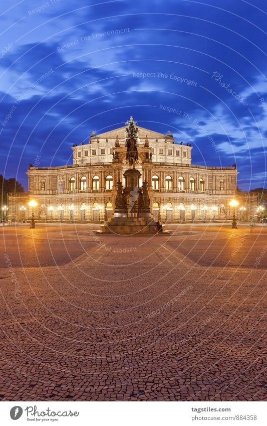 Semper Opera Opera house Dresden Architecture Night Twilight Landmark Saxony Germany Capital city Long exposure Vacation & Travel Travel photography Town