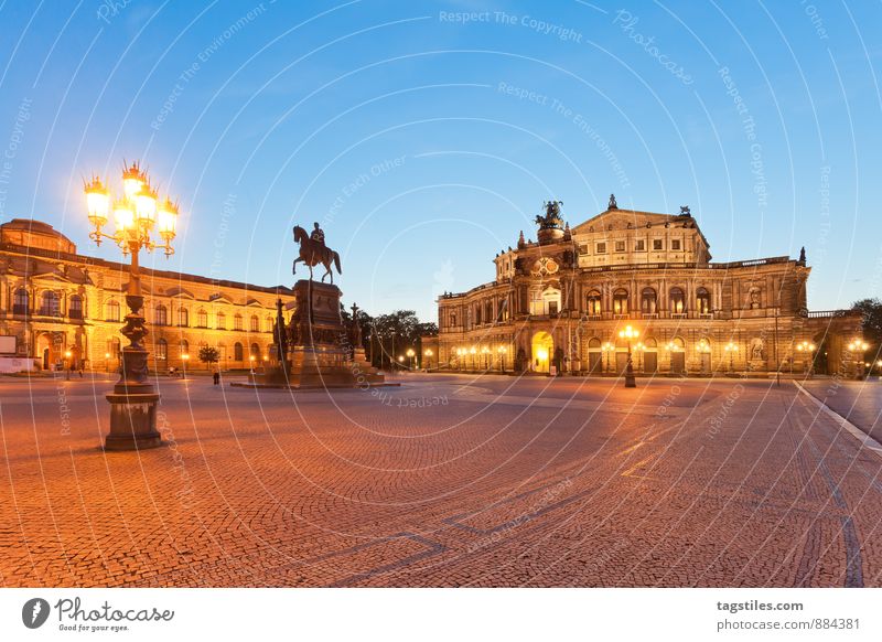 GOOD NIGHT, DRESDEN Semper Opera Theater square Opera house Dresden Architecture Night Twilight Landmark Saxony Germany Capital city Long exposure