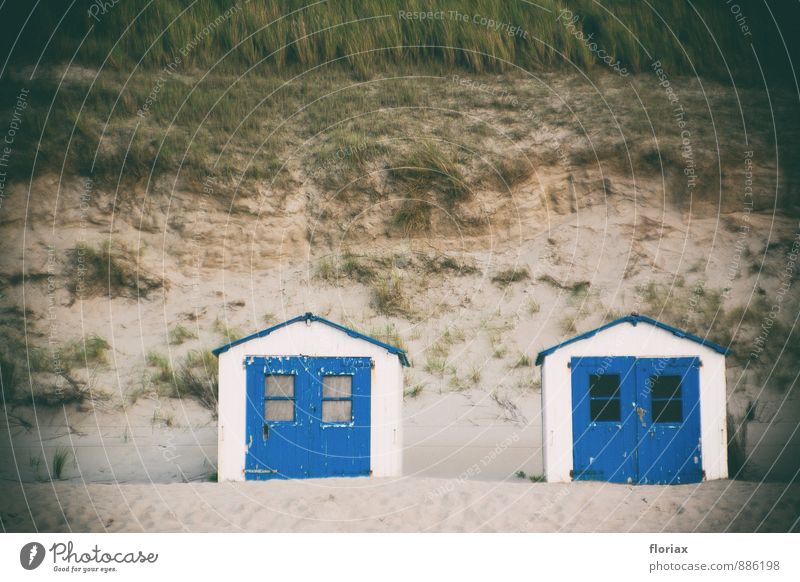 strand memories Vacation & Travel Together Island beach cottage Hut Blue Ocean Relaxation Nature Beach dune Grass Small Memory Tracks Eerie Dark Threat