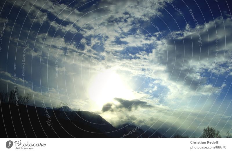 clouds Clouds Tree White Sunset Sky Blue Gebrige Mountain Landscape heavenly landscape