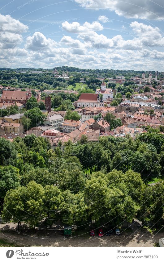 Vilnius Lithuania Europe Town Capital city Downtown Old town Tourist Attraction Vacation & Travel Colour photo Exterior shot Copy Space top Day Bird's-eye view