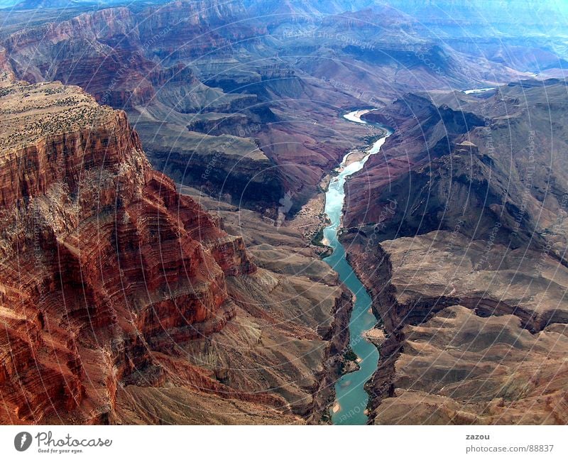 a journey into the past of the earth Colour photo Exterior shot Aerial photograph Day Bird's-eye view Nature Landscape Earth Rock Canyon River Environment