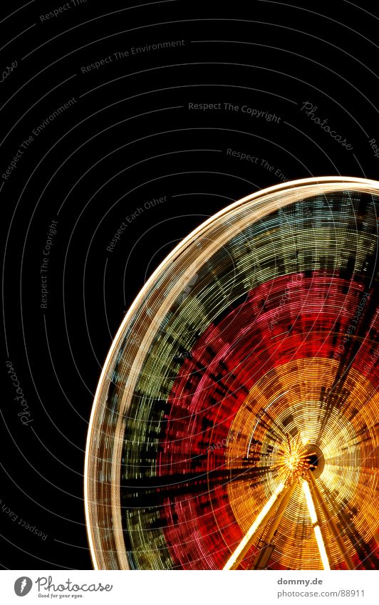 colorwheel Ferris wheel Round Stripe Night Dark Würzburg Multicoloured Driving Light Electric bulb Rainbow Fairs & Carnivals Pillar Red Green Yellow Black Cold