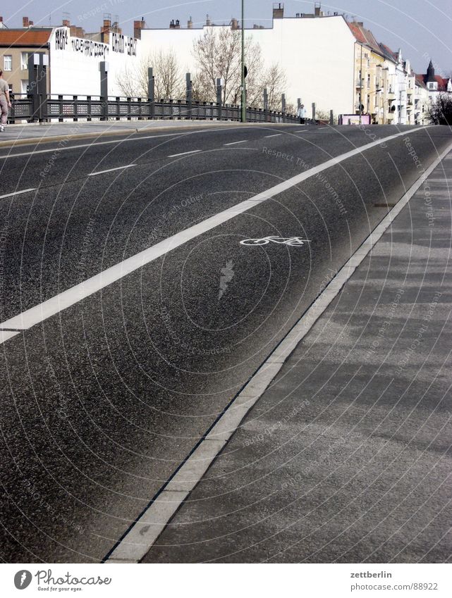 Behm road bridge Prenzlauer Berg House (Residential Structure) Tenant Landlord Asphalt Traffic lane Multi-line Empty Extinct Mammoth Dinosaur Past Cycle path