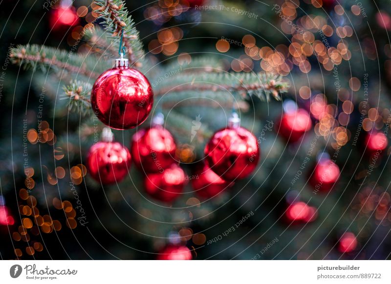 red Christmas tree balls Flat (apartment) Feasts & Celebrations Christmas & Advent Tree Decoration Glitter Ball Glittering Green Red Moody Colour photo