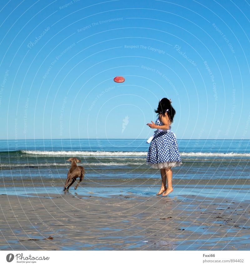 group feeling...a great feeling Feminine Woman Adults 1 Human being 45 - 60 years Stage play Rockabilly Sand Water Sky only Horizon Summer Wind Coast Beach