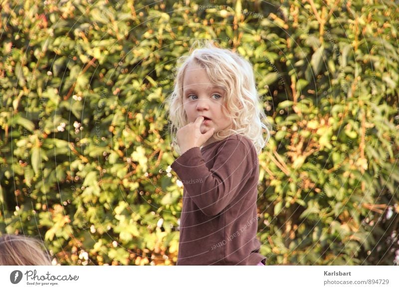 There's something in the bush. Healthy Playing Freedom Summer Living or residing Flat (apartment) Garden Mother's Day Parenting Education Kindergarten Child