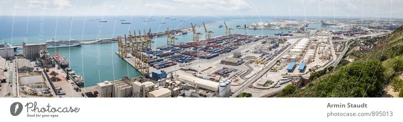 Barcelona - Port - Panorama Summer vacation Sky Beautiful weather Ocean Castell de Montbejuic Town Port City Deserted Industrial plant Tourist Attraction