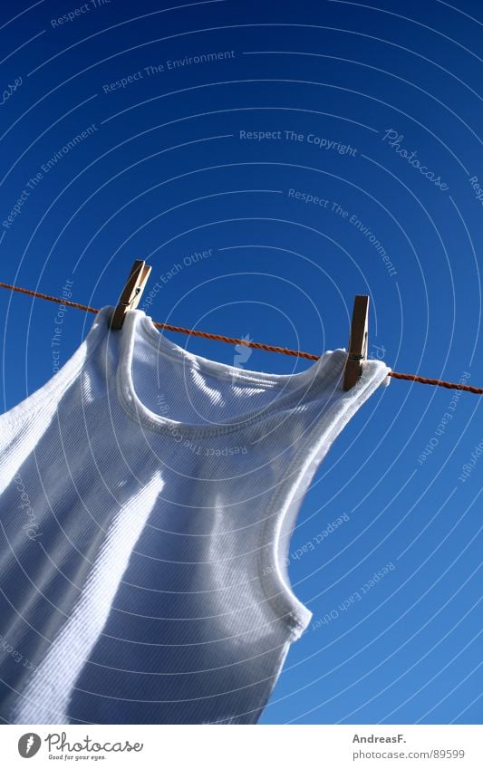 white giant II Laundry Dry Clothesline Washing day Washer Clothes peg Holder White Undershirt Shirt Fine rib Underwear Clean Summer Physics Household Rope Sky