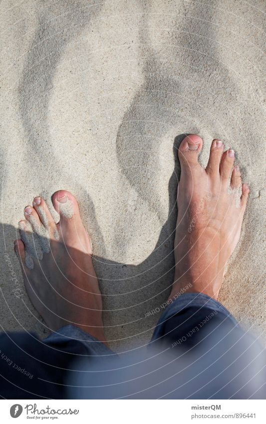 Baltic Sea. Art Esthetic Sandy beach Sandpit Grain of sand Beach Walk on the beach Feet Toes Jeans Beach dune Human being Relaxation Summer vacation Summery