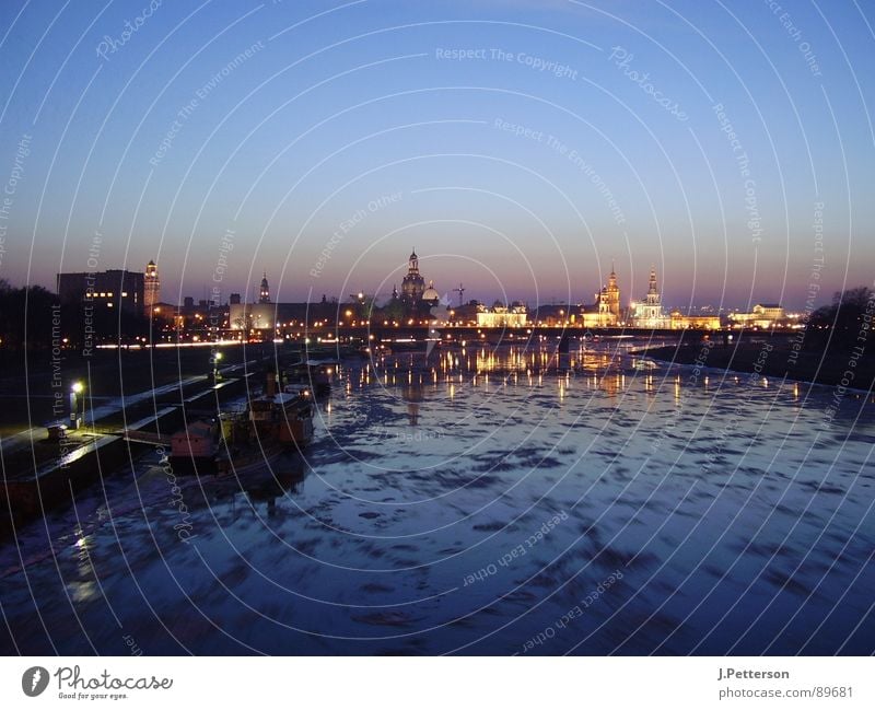 dresden old town in winter Dresden Winter Twilight Calm Architecture Old town Silhouette Elbe Ice Evening