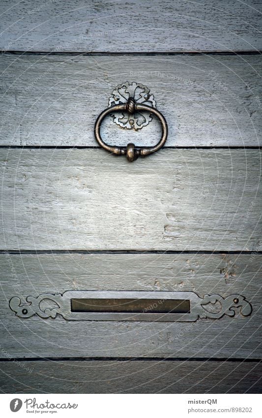 Knock knock. Elegant Style Design Exotic Esthetic Door Doorknob Door opener Mailbox Wood Surface Come right in Portal Closed Dignified Old Historic Colour photo