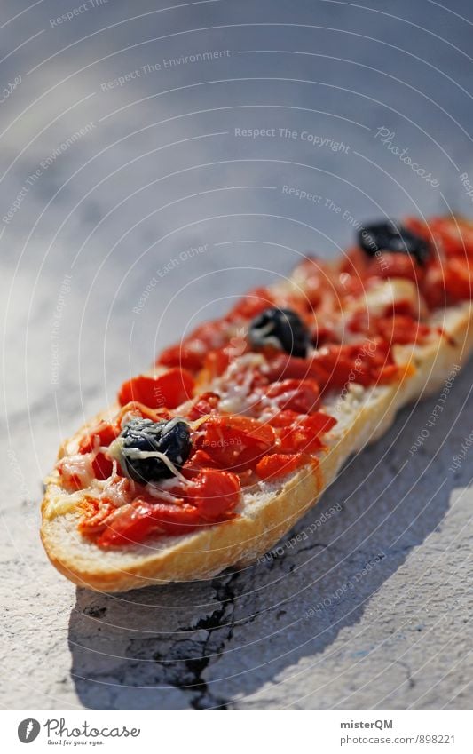 I liked it. Lifestyle Exotic Esthetic Delicious Appetite Tomato bruschetta Olive Mediterranean Food photograph Healthy Eating Baguette Sandwich shop Midday