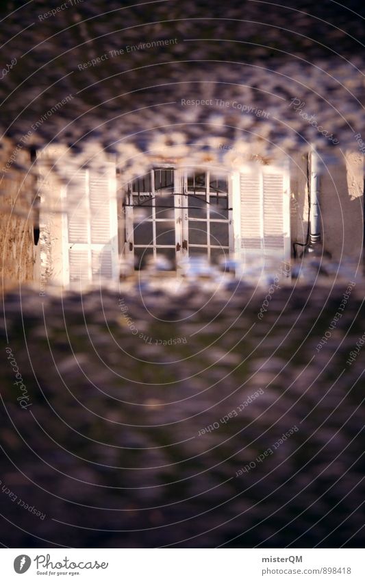 Window look. Art Work of art Esthetic Reflection Train window Shutter Window pane Window board View from a window Window frame Glazed facade Puddle Water