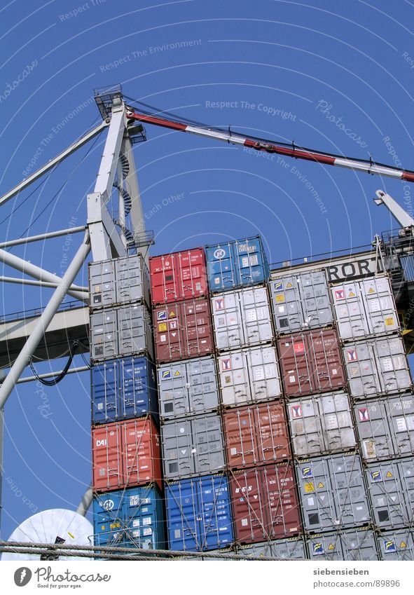 Container Love Watercraft Ocean Inner harbour Logistics Navigation Goods Trade Store premises Stock market Steel Transport Turnover Cargo-ship Industry Harbour