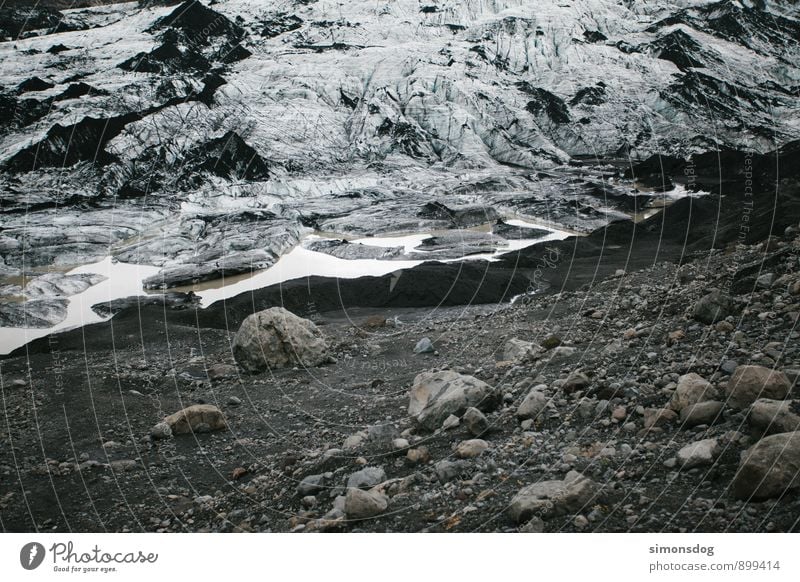 I'm in Iceland. Nature Elements Water Frost Rock Glacier Idyll Cold Structures and shapes Glacier ice Stone Gravel Climate change Colour photo Subdued colour