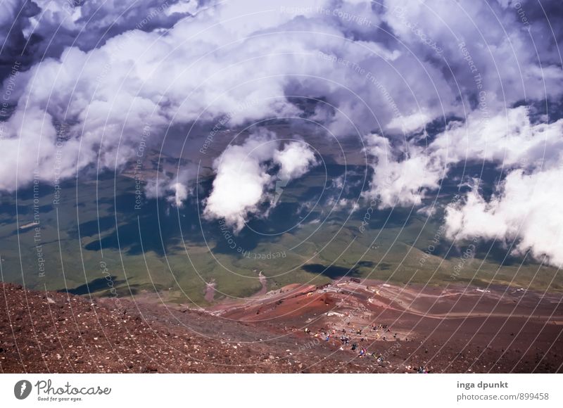 Cloud bed to jump in Environment Nature Landscape Plant Elements Earth Air Sky Clouds Autumn Weather Beautiful weather Rock Mountain Asia Honshu Japan Fujiyama