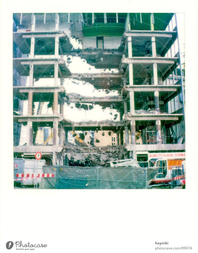 gap between buildings House (Residential Structure) Dismantling Construction site Broken Go under Transparent Ruin Dirty Derelict Stone Hollow Destruction