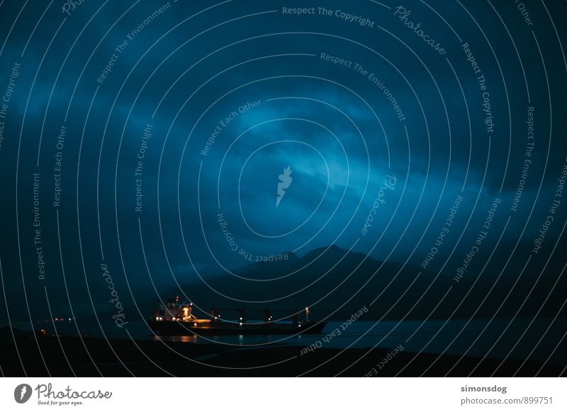 I'm in Iceland. River Traffic infrastructure Logistics Navigation Inland navigation Boating trip Vacation & Travel Water Mountain Lighting Colour photo