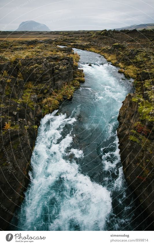 I'm in Iceland. Nature Landscape Elements Water Clouds Moss Hill Rock River Cold Horizon Idyll Vacation & Travel Rapid Blue Considerable Clean Colour photo