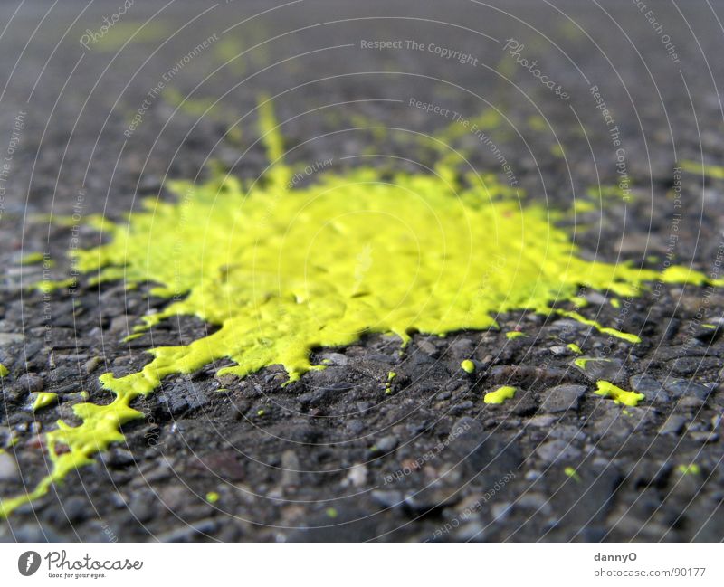 yellow blob Yellow Patch Gray Black Macro (Extreme close-up) Close-up Floor covering Street Colour Painting (action, work)