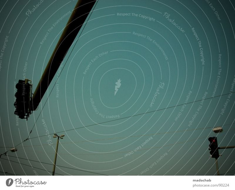 OTHERWORLDLY PHENOMENA Sky Traffic light Transport Lamp Lantern Street lighting Aspire Graphic Evening Tram Electricity Power Force Blue traffic Metal Line