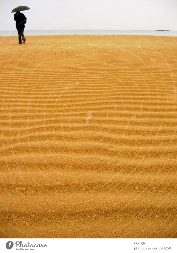 McBeachy ripples Umbrella Bathing place Ocean Coast Woman Loneliness Remote Aloof Serene Consistent Grief Distress Earth Sand rain sea alone isolated lonely